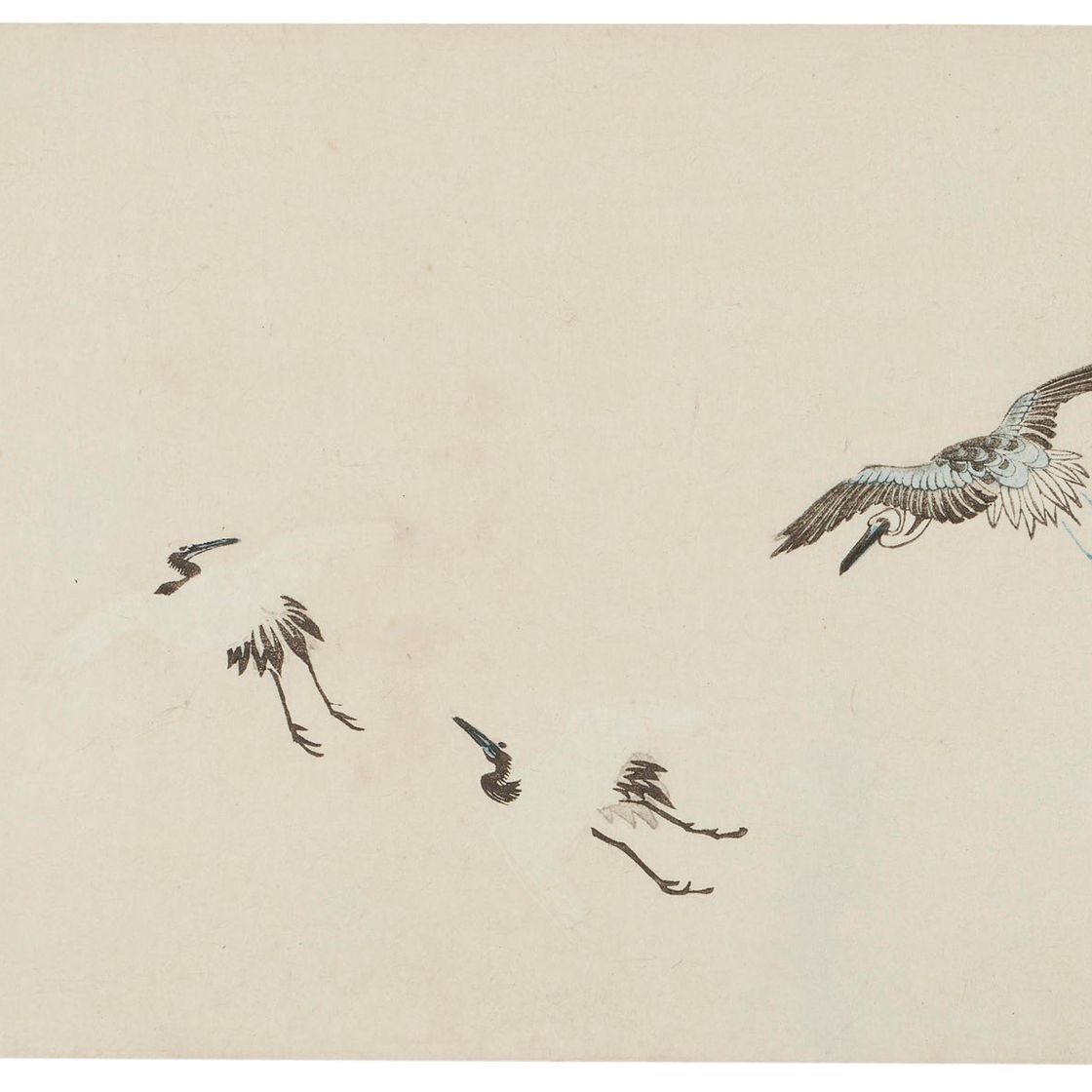 Utagawa Hiroshige — Летящие журавли