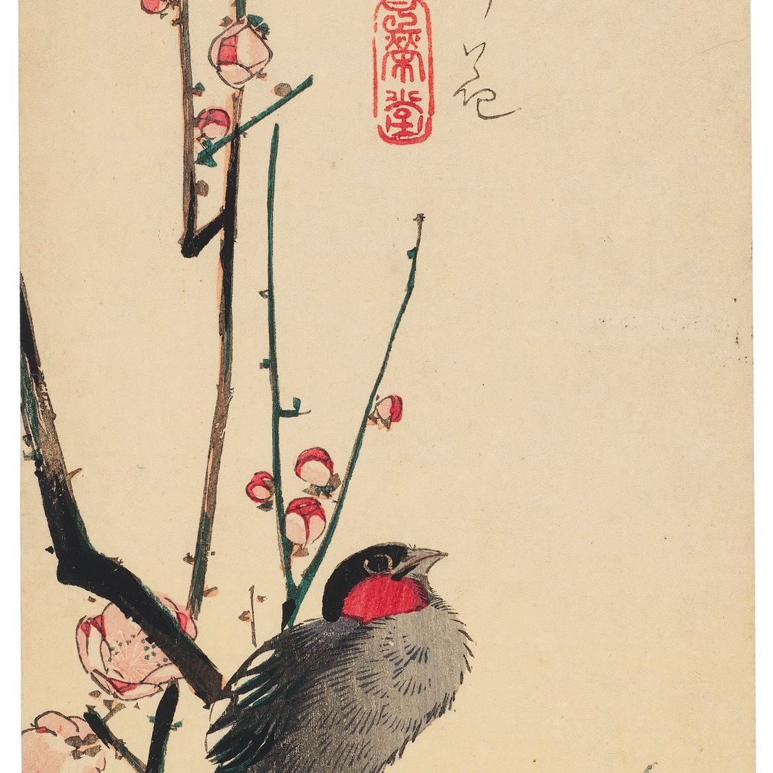 Utagawa Hiroshige — Ласточка и цветущее сливовое дерево