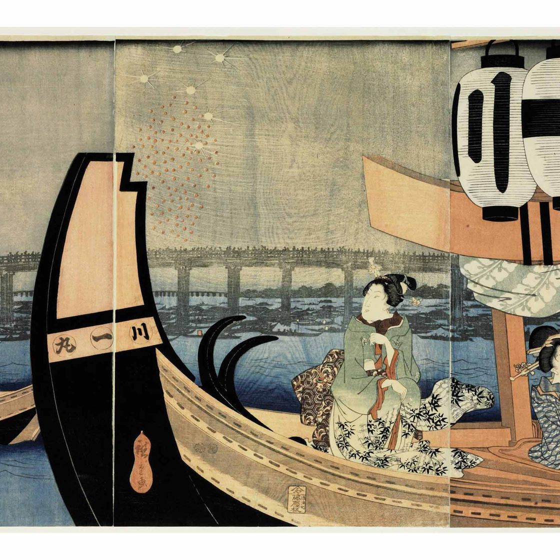 Utagawa Hiroshige — Тото Регокубаси, норьо ханаби но дзу (Любующийся фейерверком в вечерней прохладе на мосту Регоку в восточной столице)