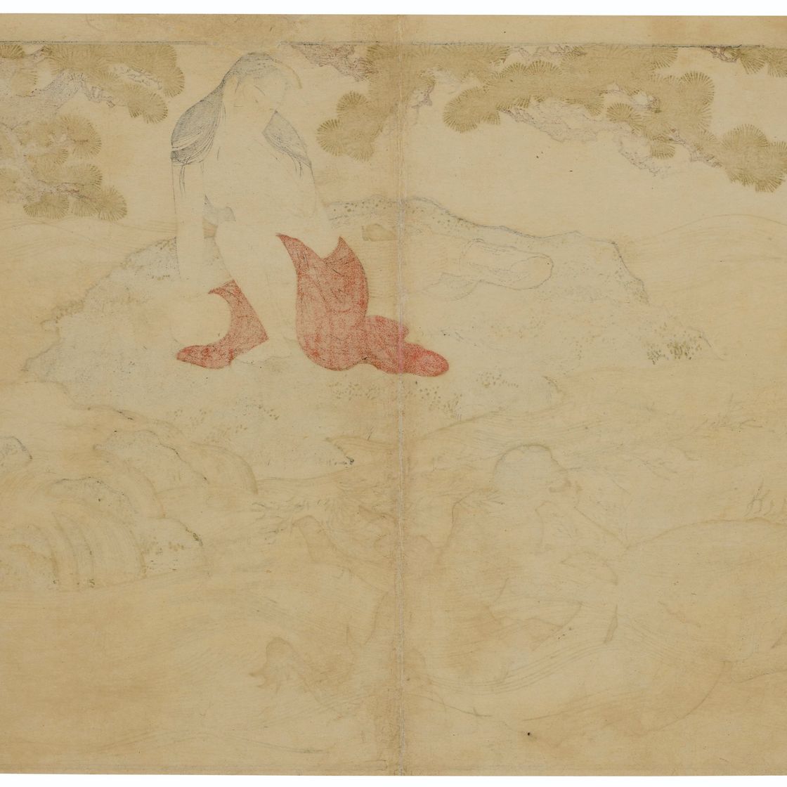 Utamaro Kitagawa — Ныряльщик за морскими ушками, изнасилованный чешуйчатым речным монстром ( каппа ), изображение 2