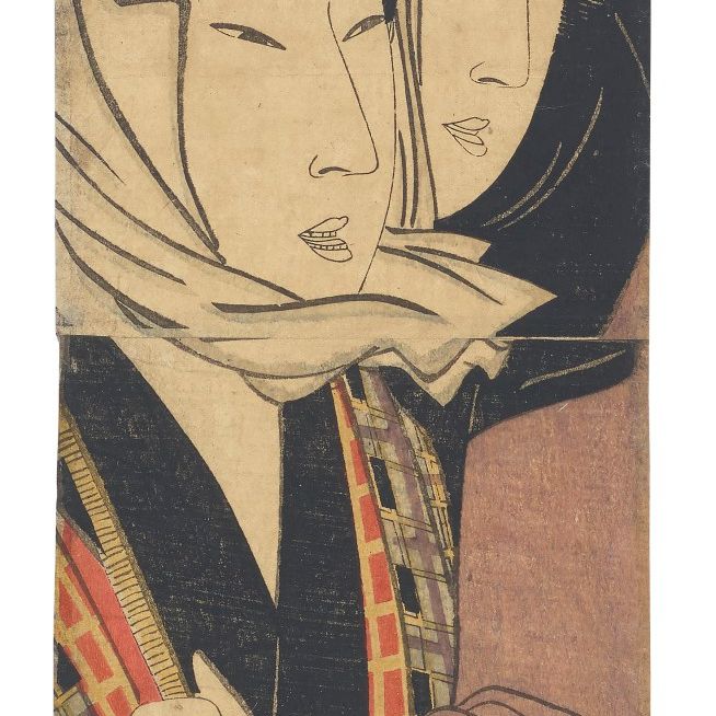 Utamaro Kitagawa — Влюбленные Умэгава и Чубэй под ночным дождем