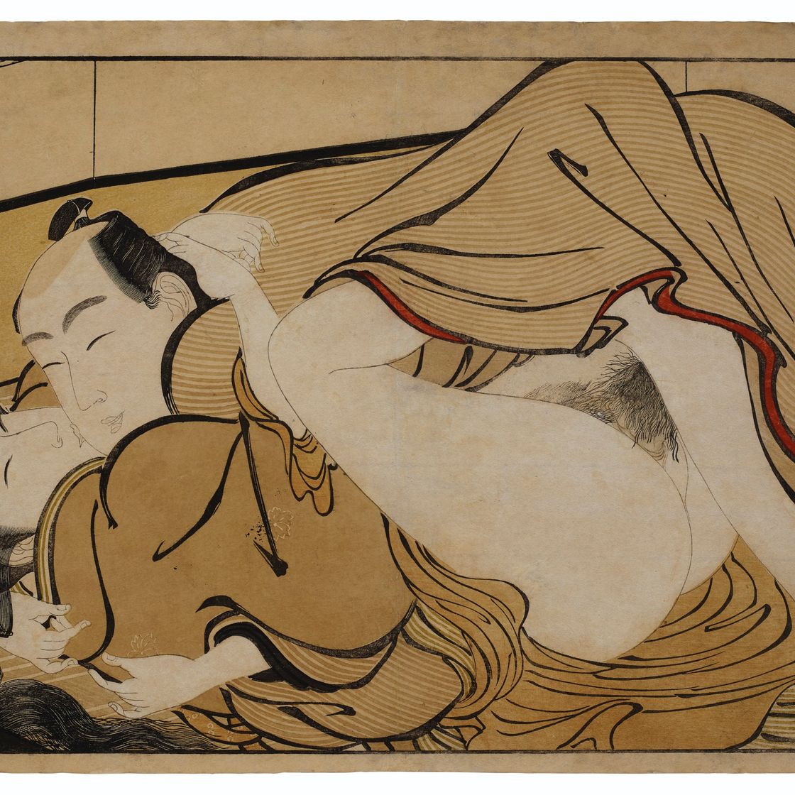 Utamaro Kitagawa — Влюбленные у стоячего фонаря, изображение 1