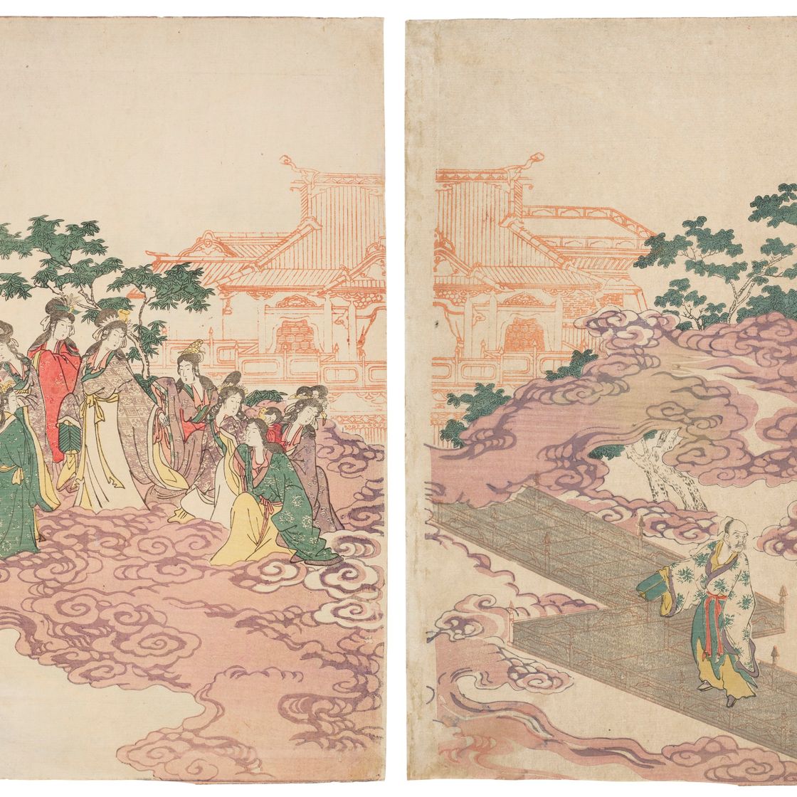 Utamaro Kitagawa — Королева-мать Запада и ее приближенные, изображение 1