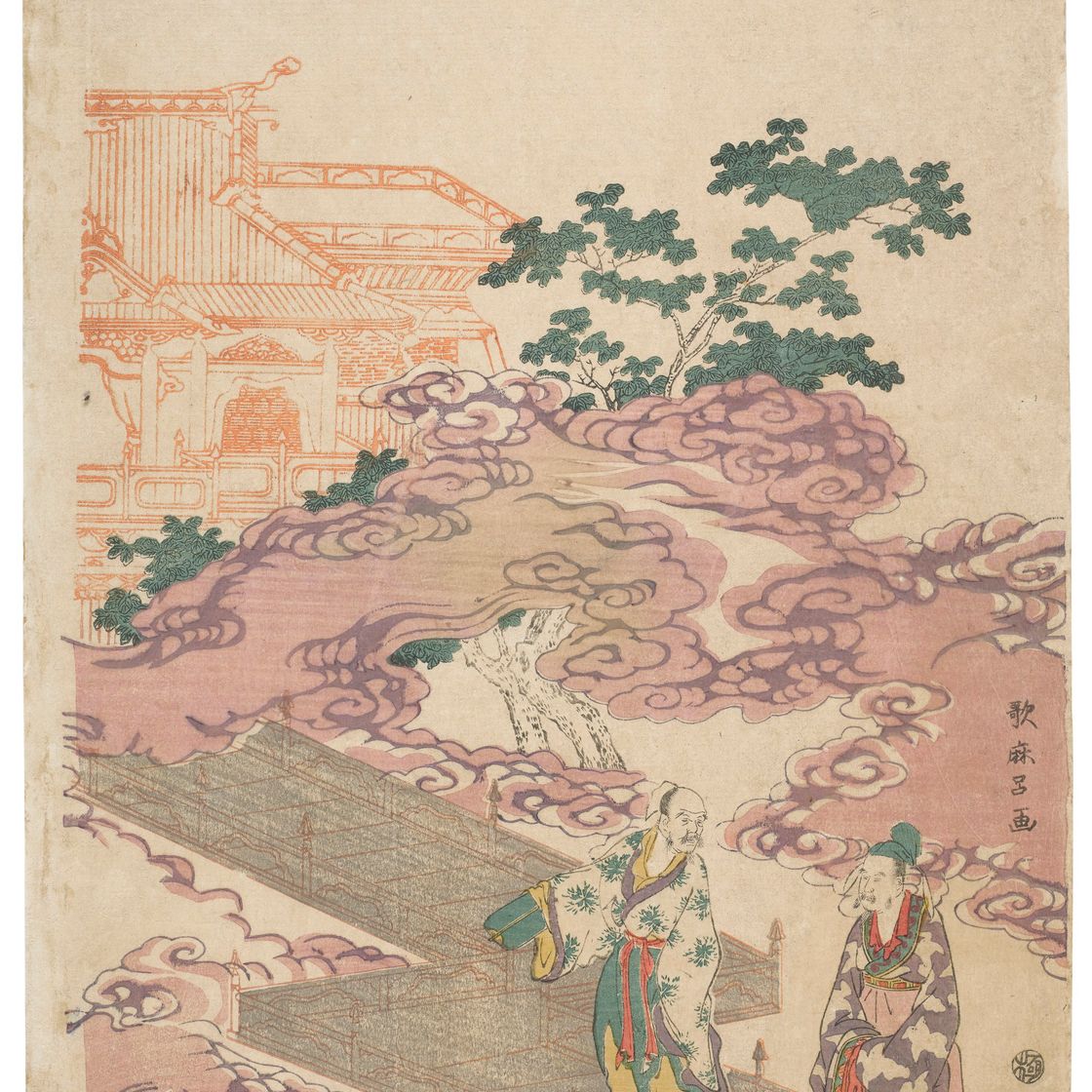 Utamaro Kitagawa — Королева-мать Запада и ее приближенные, изображение 2