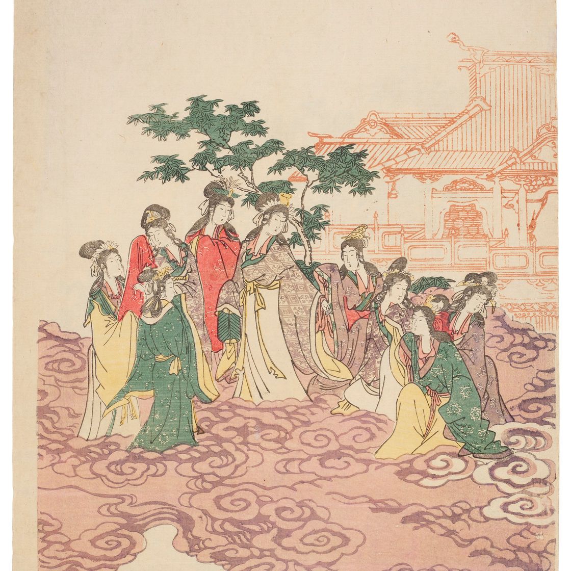 Utamaro Kitagawa — Королева-мать Запада и ее приближенные, изображение 3