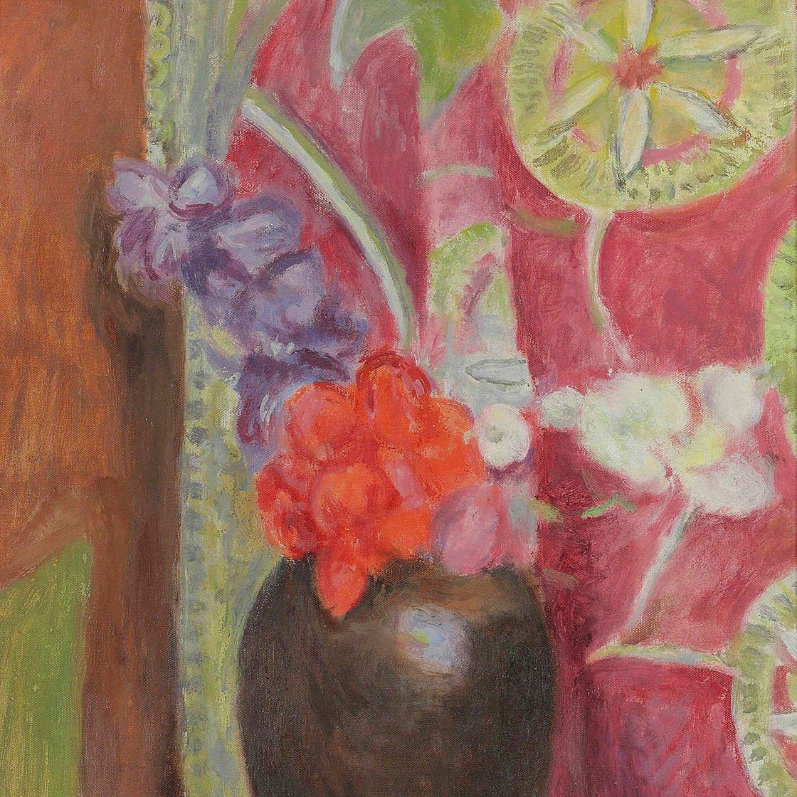 Vanessa Bell — Красные и синие цветы в черной вазе