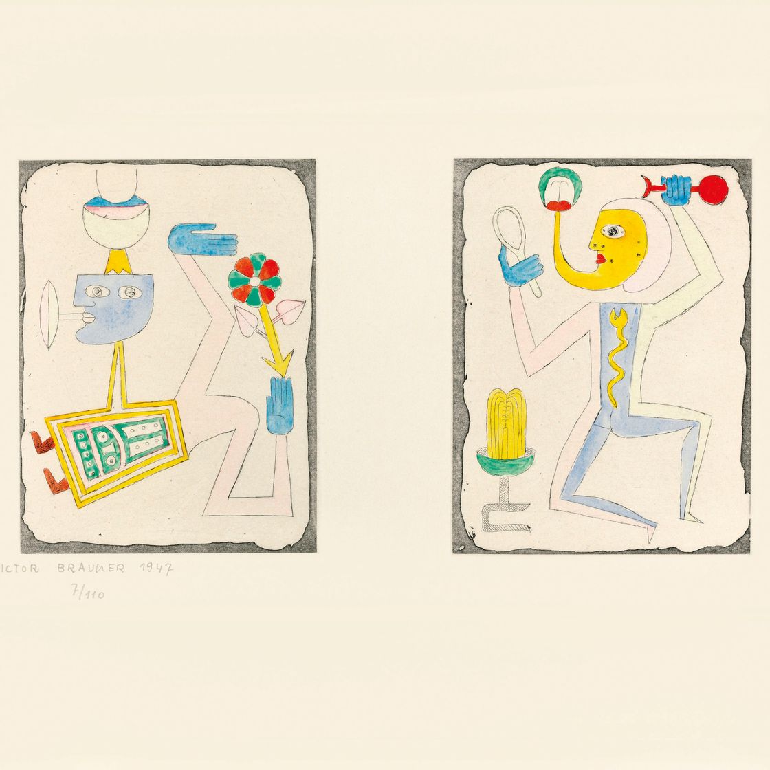 Victor Brauner — Без названия, из портфолио Брунидора № 2, 1947-1952