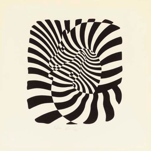 Victor Vasarely — Зебры (головы черные на белом)