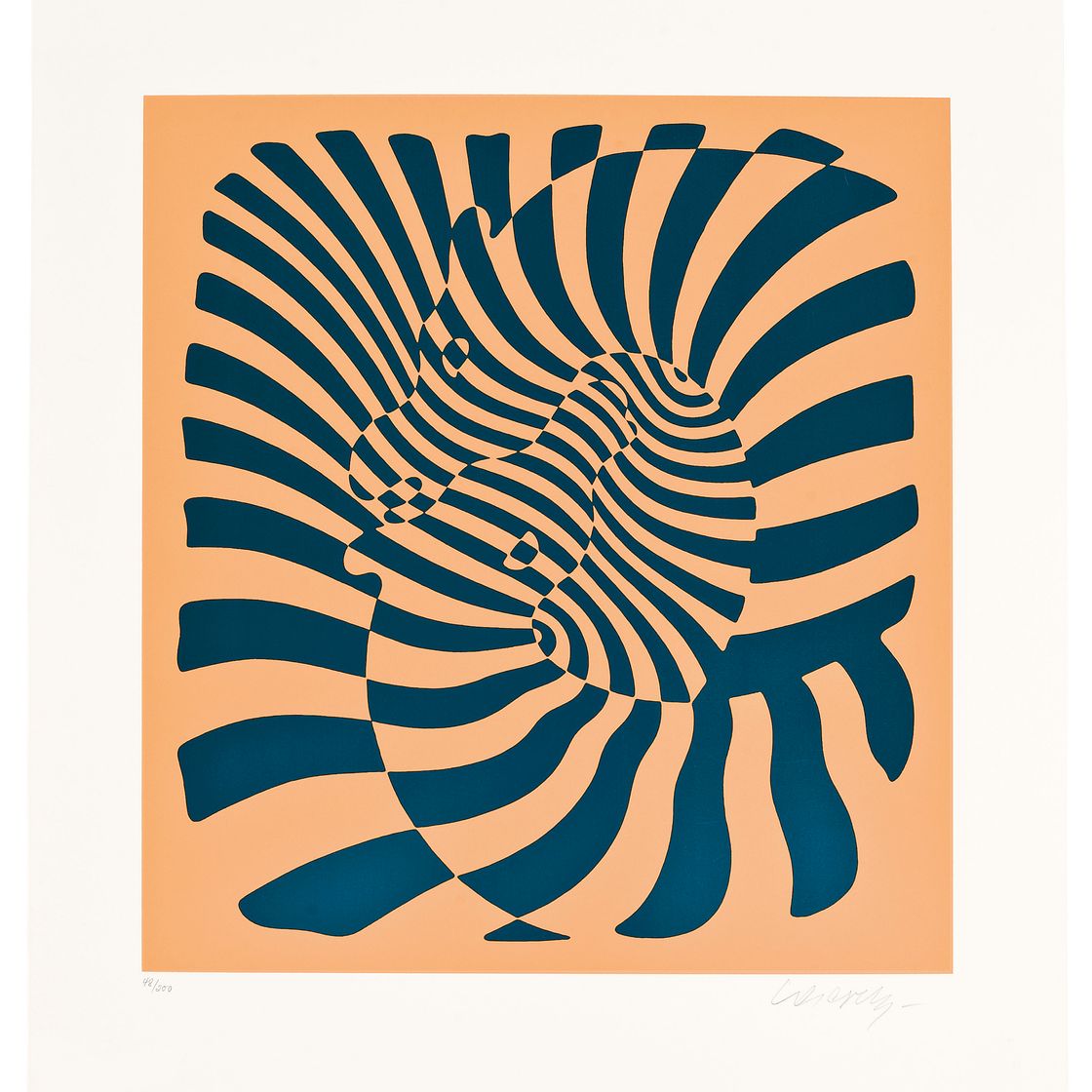 Victor Vasarely — Пара зебр (серебристый, оранжевый, синий), изображение 2
