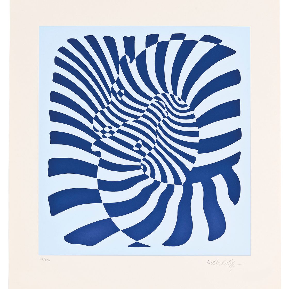 Victor Vasarely — Пара зебр (серебристый, оранжевый, синий), изображение 3