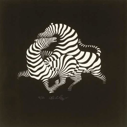 Victor Vasarely — Зебры (белое на черном)