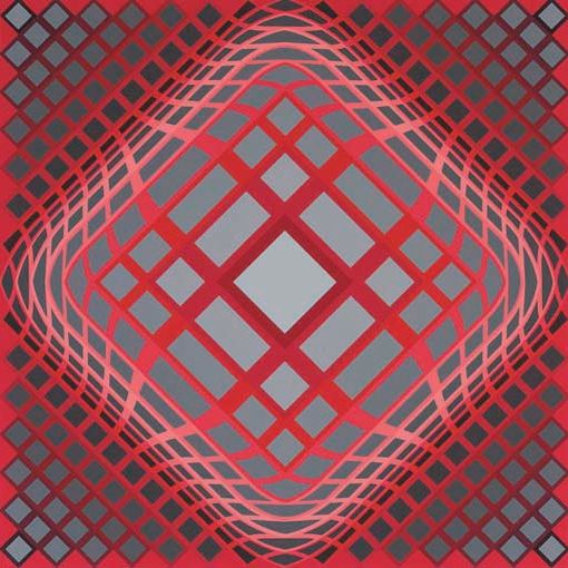 Victor Vasarely — Цветной трафаретный рисунок фирмы "Делл-Сарк", на тисненой бумаге, подписан карандашом, пронумерован 85/250, с печатью галереи Дениз Рене в левом нижнем углу, с полями, незначительными потертостями на изображении, в остальном в хорошем состоянии, L. 750 x 752 мм, S. 830 x 830 мм.