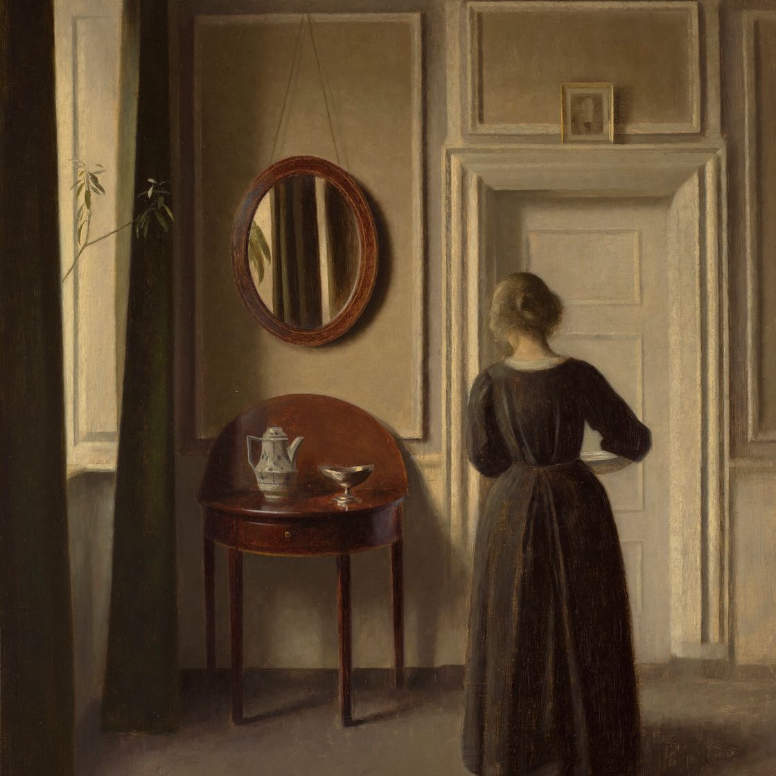 Vilhelm Hammershøi — Stue (Интерьер с овальным зеркалом), изображение 1