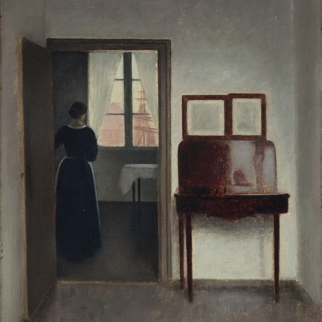 Vilhelm Hammershøi — Интерьер с женщиной (Stue med en kvinde), изображение 1