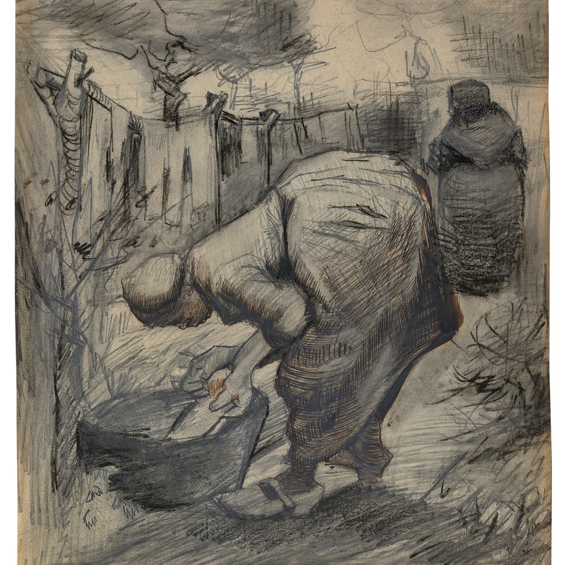 Vincent van Gogh — Бурен бий-де-вастоббе, в эн-Туине (Женщина у корыта, в саду), изображение 1
