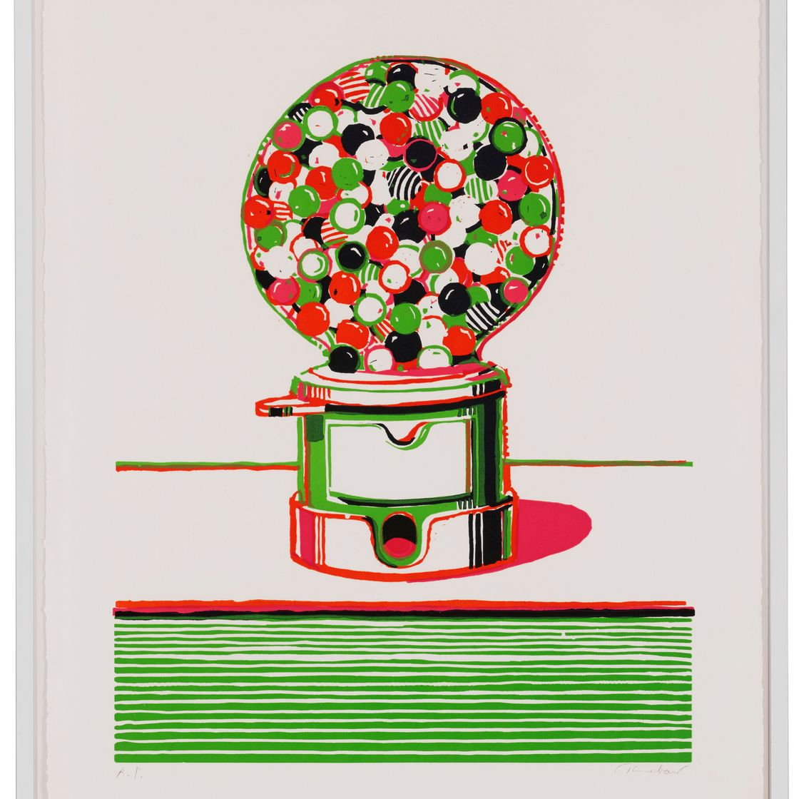 Wayne Thiebaud — Автомат для приготовления жевательной резинки из семи натюрмортов и серебряного пейзажа, изображение 2