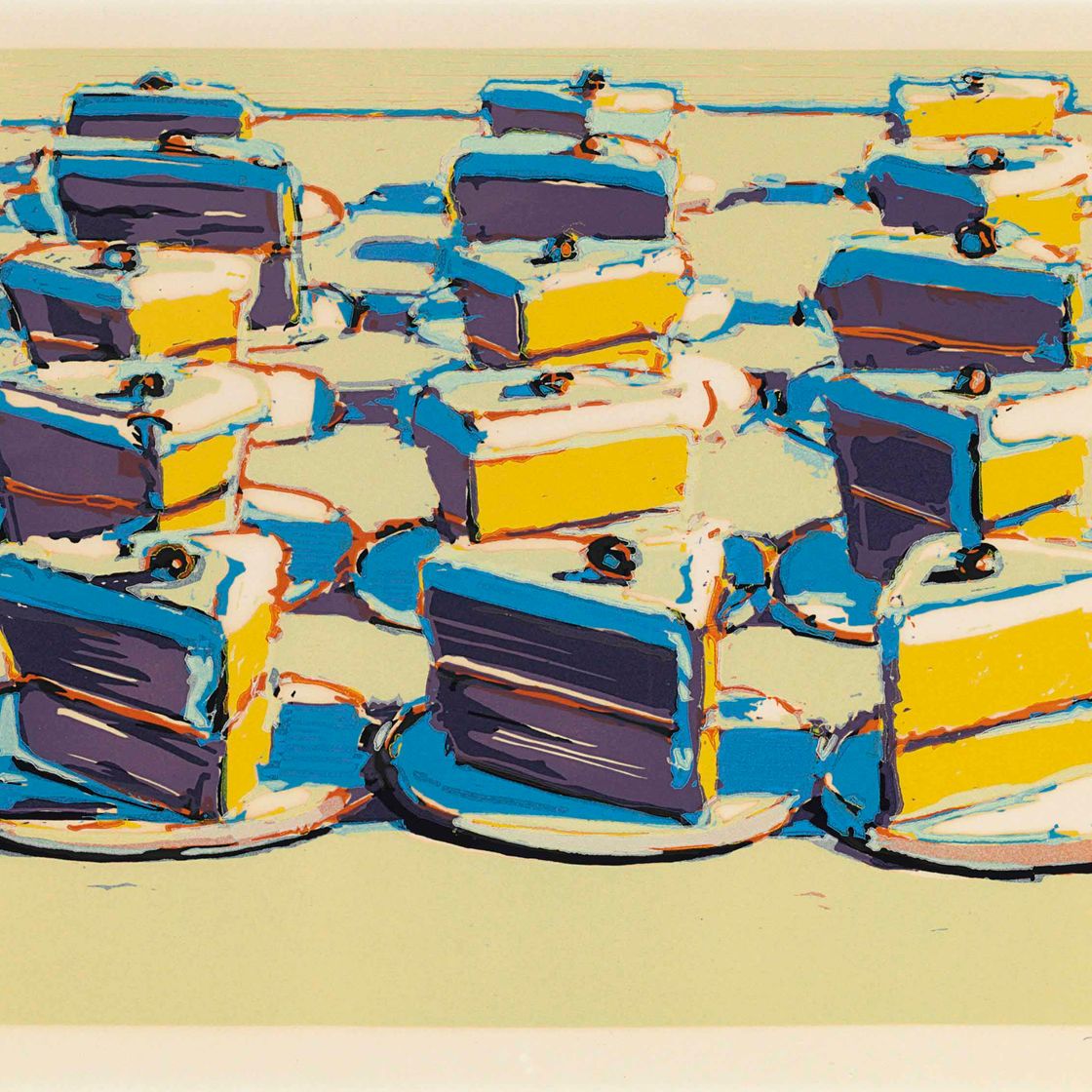Wayne Thiebaud — Бостонские кремы" из семи натюрмортов и серебряного пейзажа