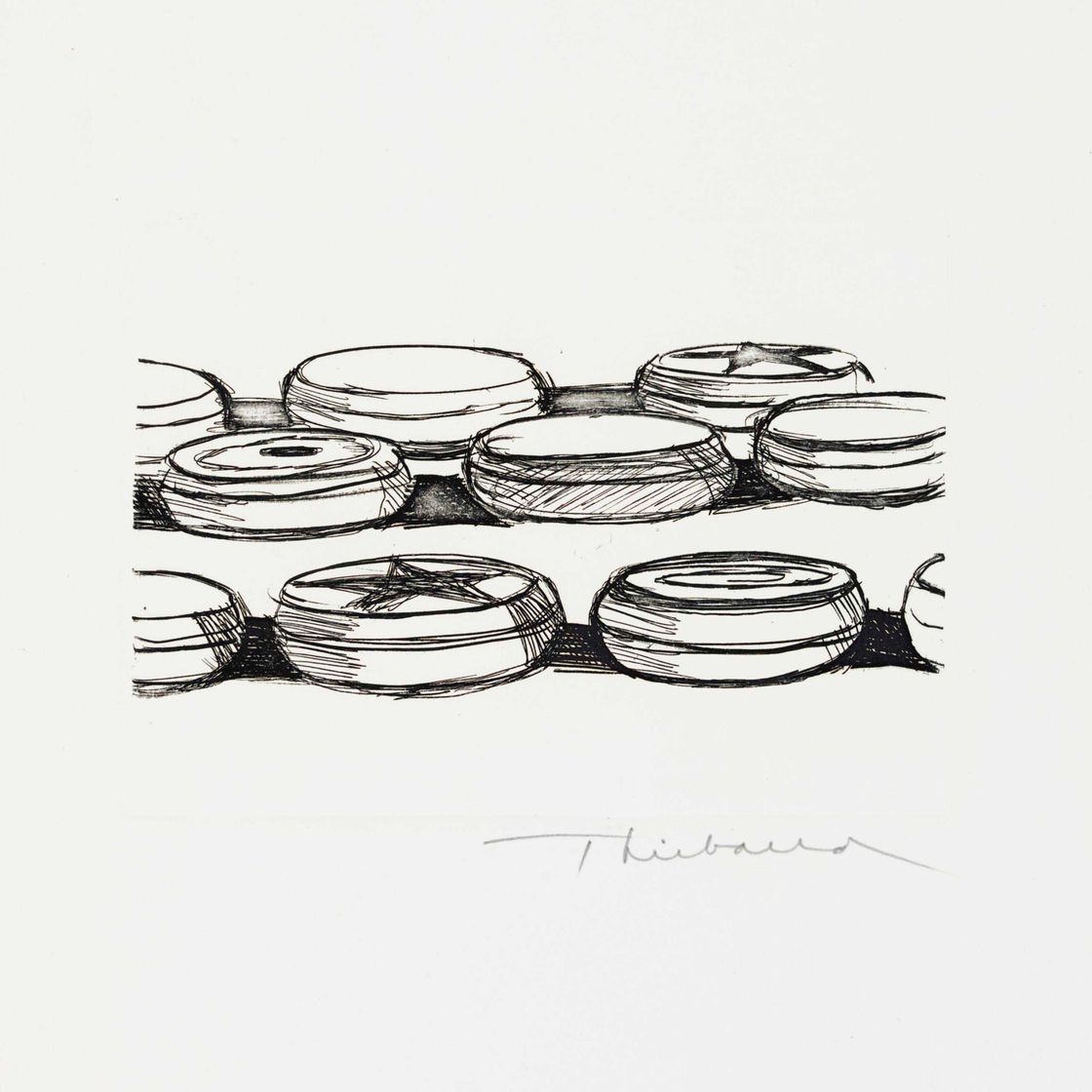 Wayne Thiebaud — Рисунки Йо-йо из Международной антологии современной гравюры: Международный авангард, открытый Америкой