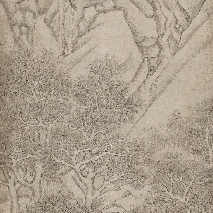 Wen Zhengming — Ученый верхом на коне по снегу, изображение 1