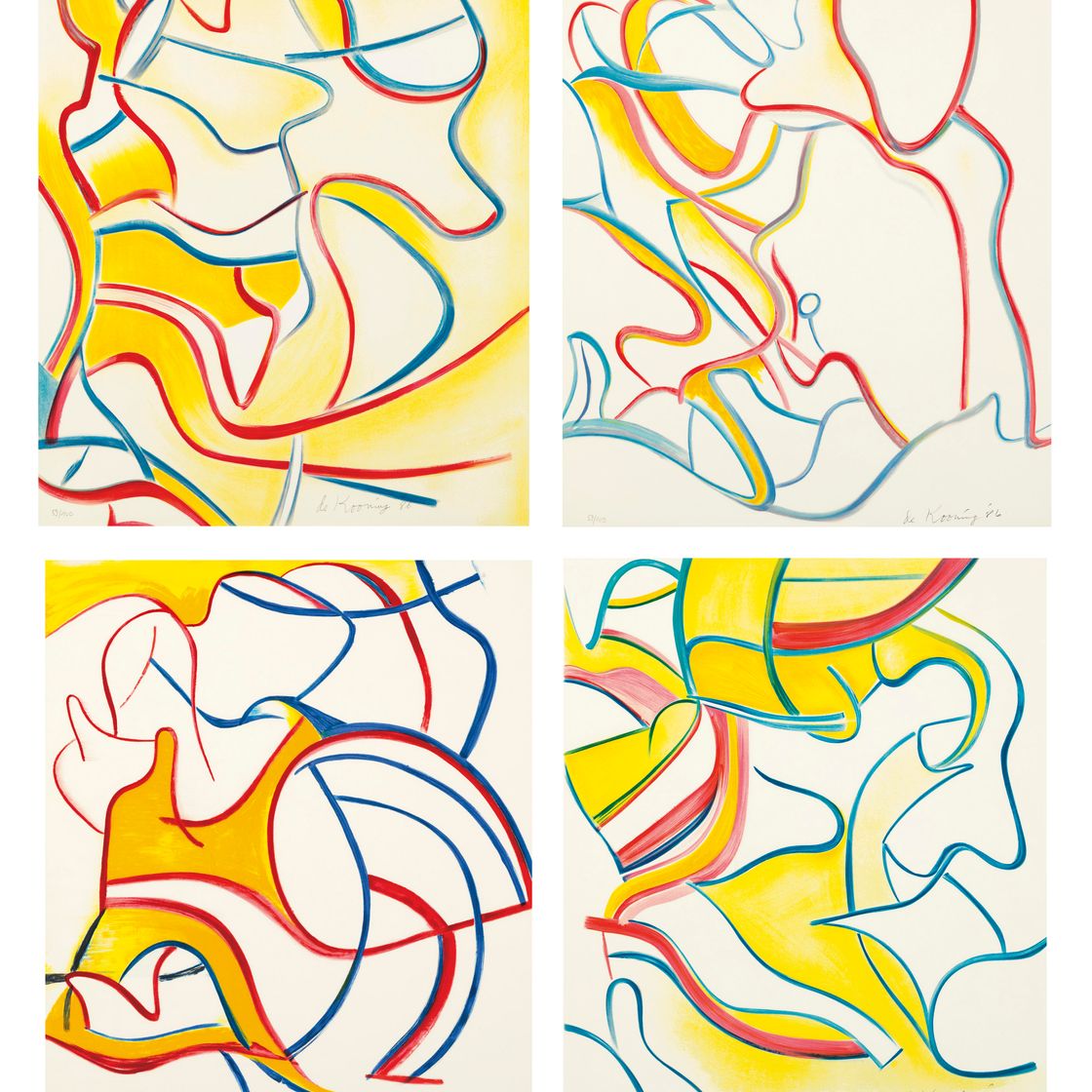 Willem de Kooning — Четыре литографии, Разные издания, Париж, 1986, изображение 1