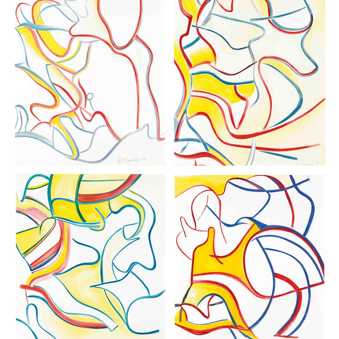 Willem de Kooning — Четыре литографии, Разные издания, Париж, 1986