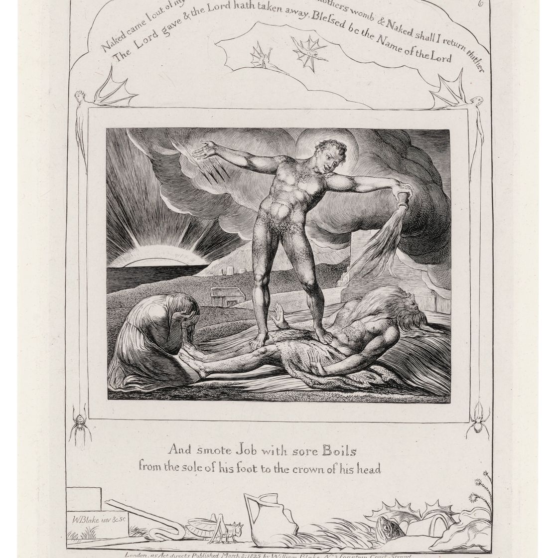 William Blake — Иллюстрации к Книге Иова. Лондон: Опубликовано в соответствии с указаниями Закона 8 марта 1825 г. Уильямом Блейком, улица Фонтейн-Корт, 3, [1825-26]., изображение 8