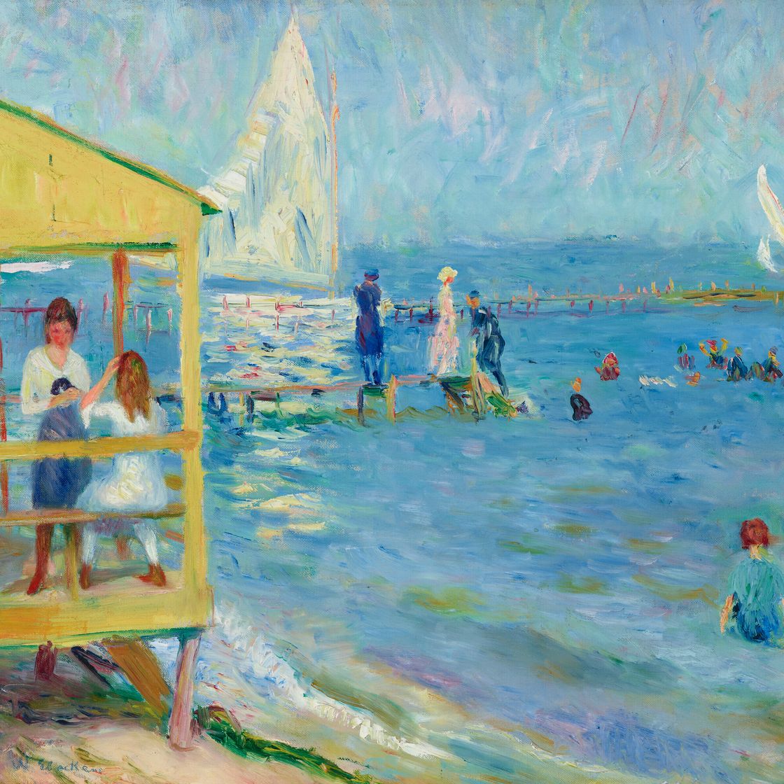 William Glackens — Желтая баня и парусная лодка, Беллпорт, Лонг-Айленд, изображение 1