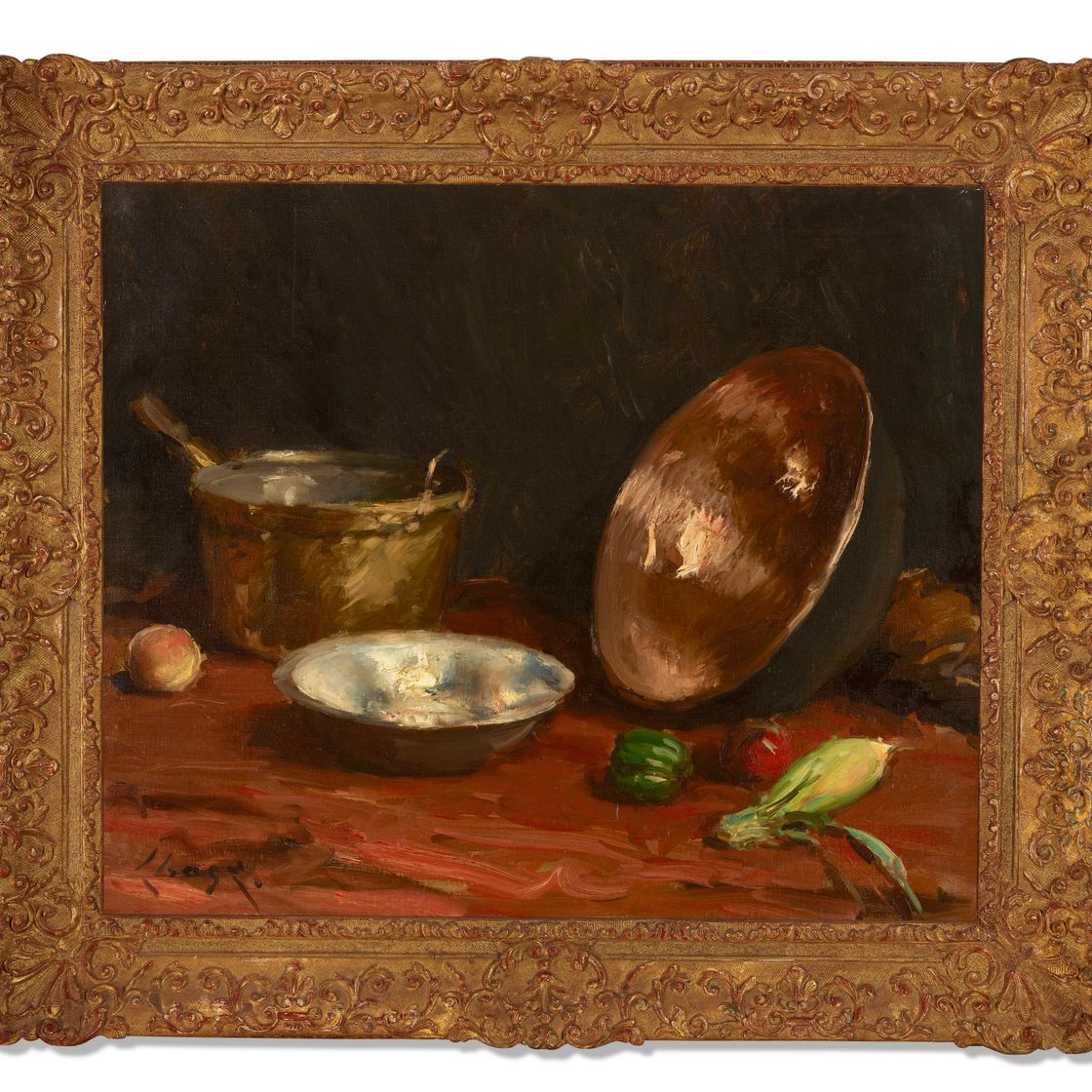 William Merritt Chase — Натюрморт из кастрюль и овощей, изображение 2