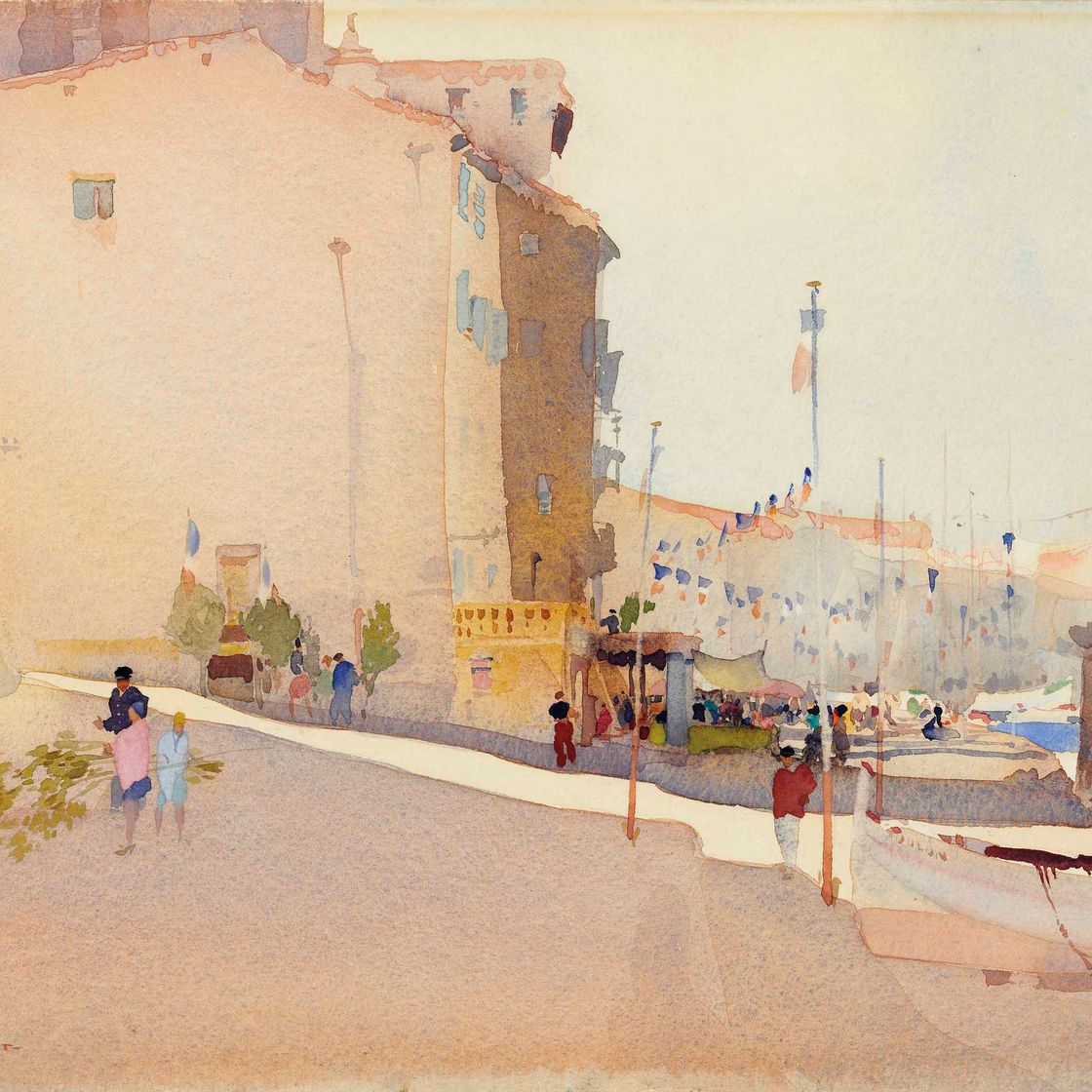 William Russell Flint — Ранние утренние приготовления к празднику в Сен-Тропе
