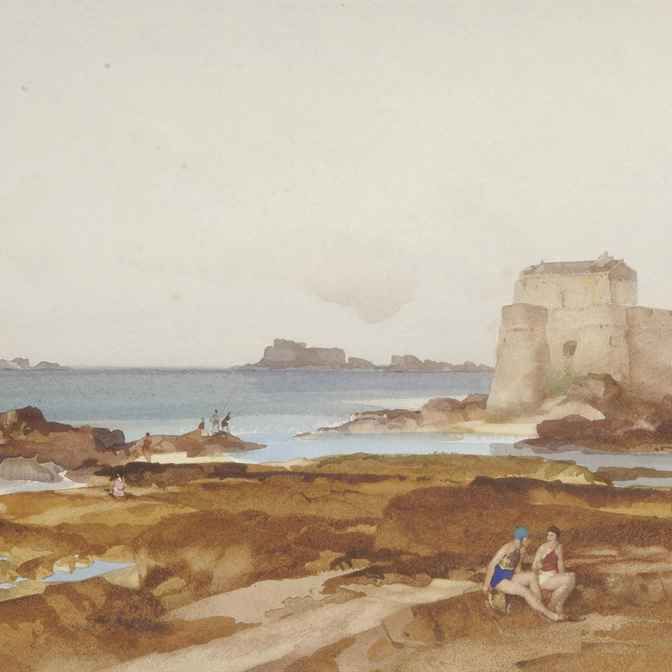 William Russell Flint — Купальщики на пляже в Сен-Мало