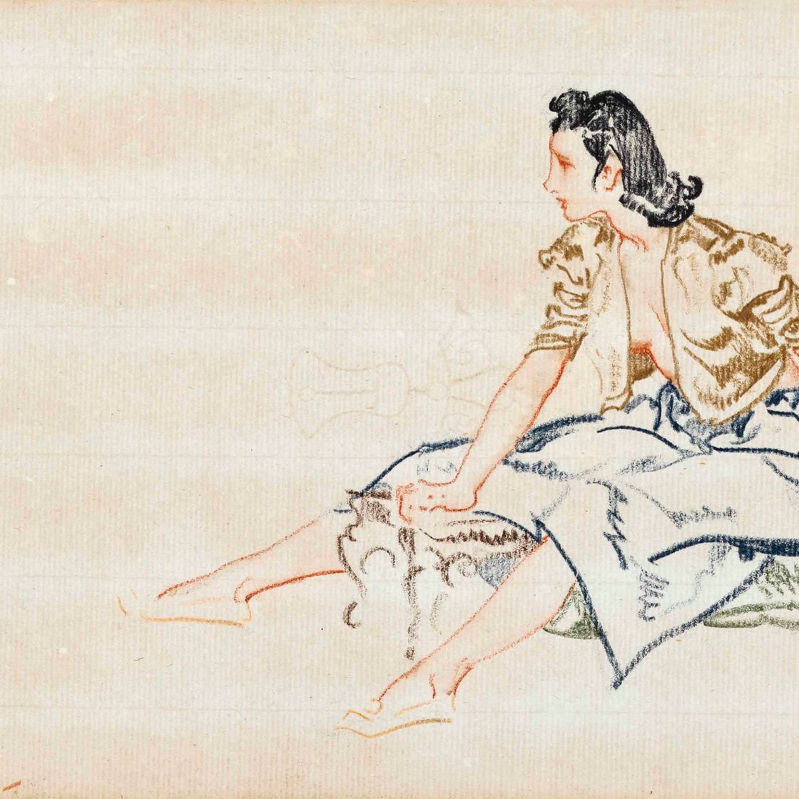 William Russell Flint — Сидящая женщина-модель