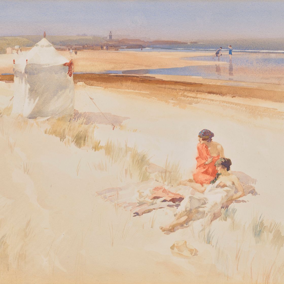 William Russell Flint — Послеобеденное безделье, Бамбург, изображение 1