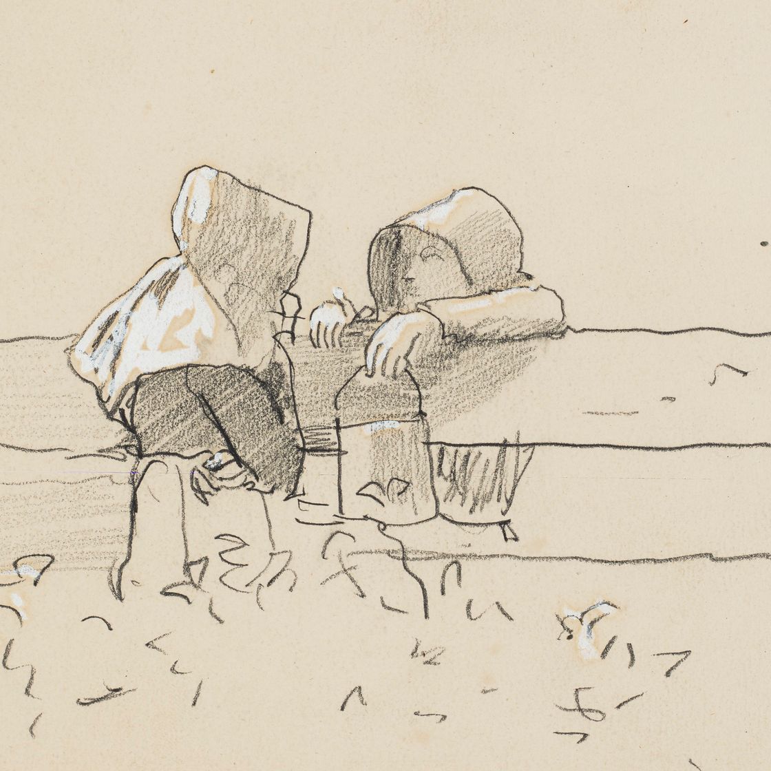 Winslow Homer — Две Девушки Собирают ягоды ежевики, изображение 1