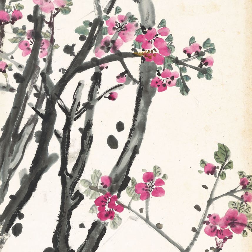 Wu Changshuo — Панно-ширмы из цветов и каллиграфии, изображение 10