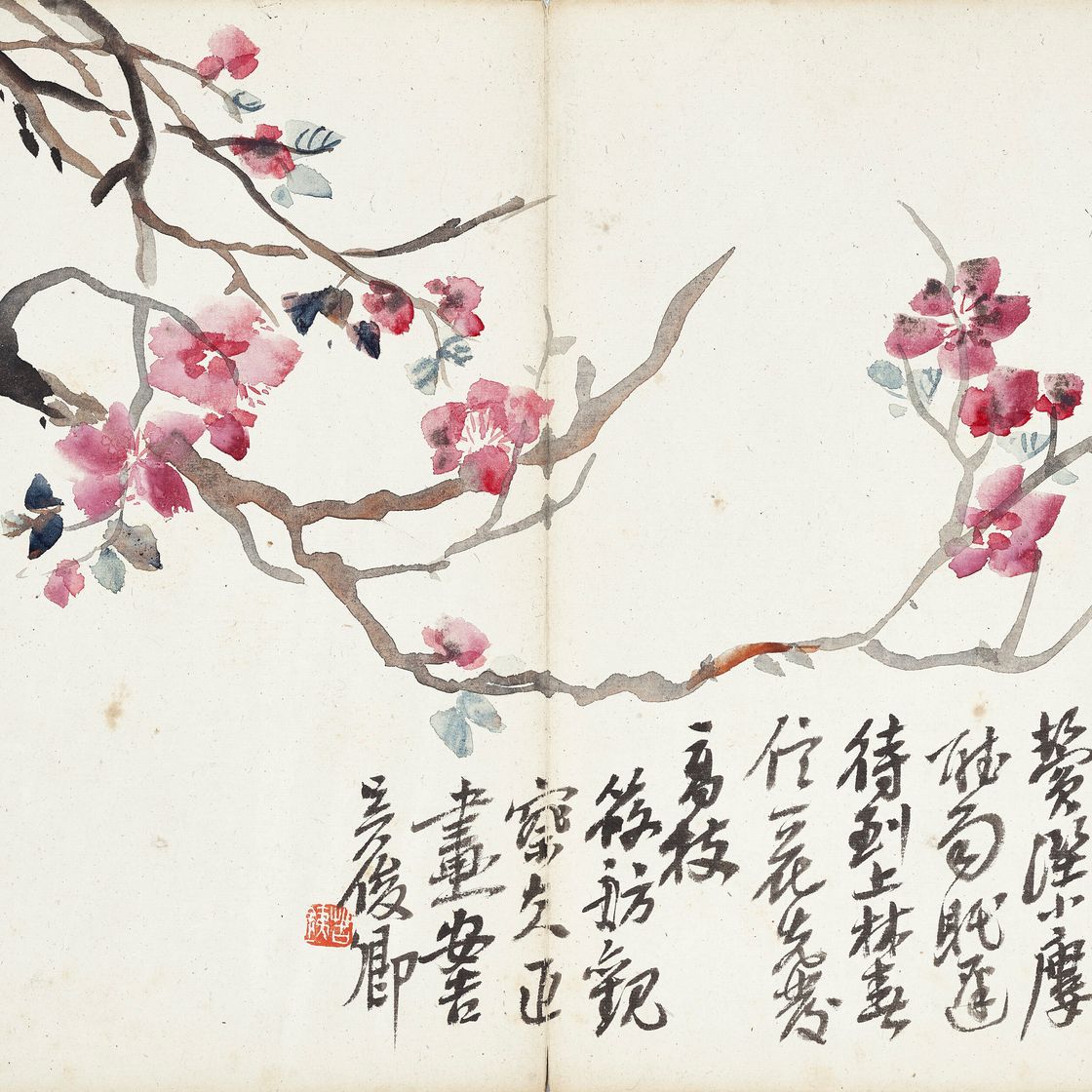 Wu Changshuo — Цветы и каллиграфия, изображение 4