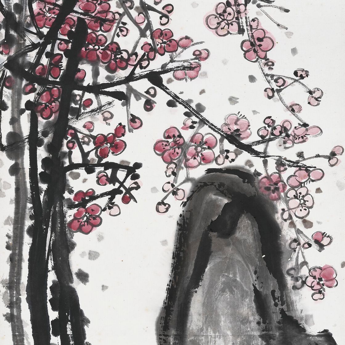 Wu Changshuo — Красные цветы сливы и камень
