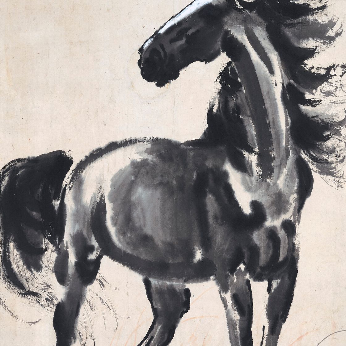 Xu Beihong — Стоящая лошадь, изображение 1