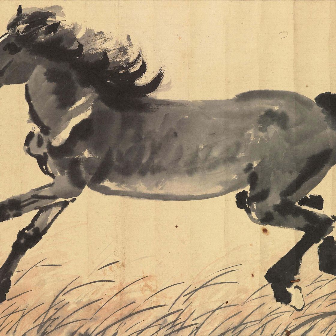 Xu Beihong — Скачущий галопом жеребец