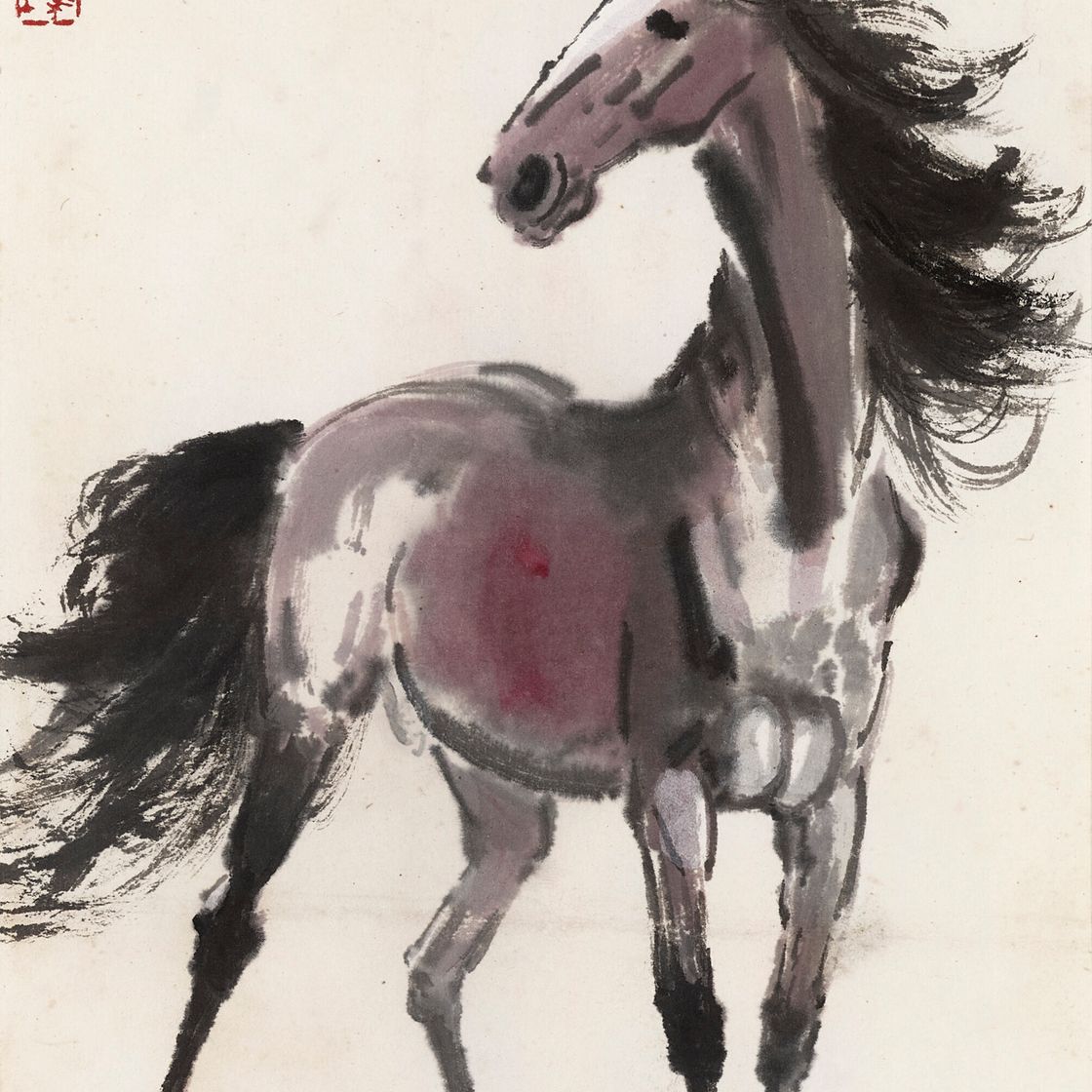 Xu Beihong — Стоящая лошадь, изображение 1