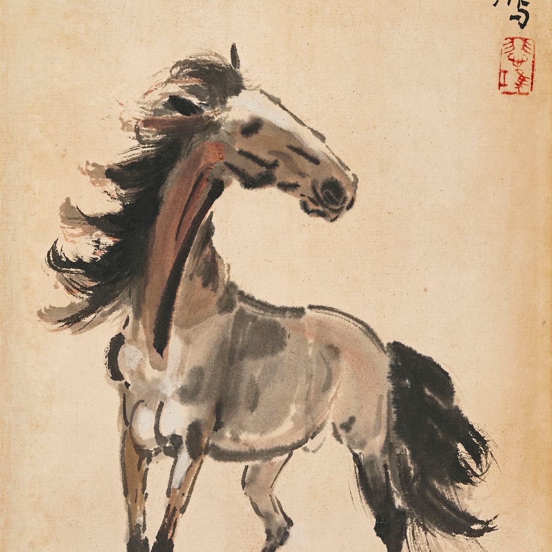 Xu Beihong — Стоящая лошадь