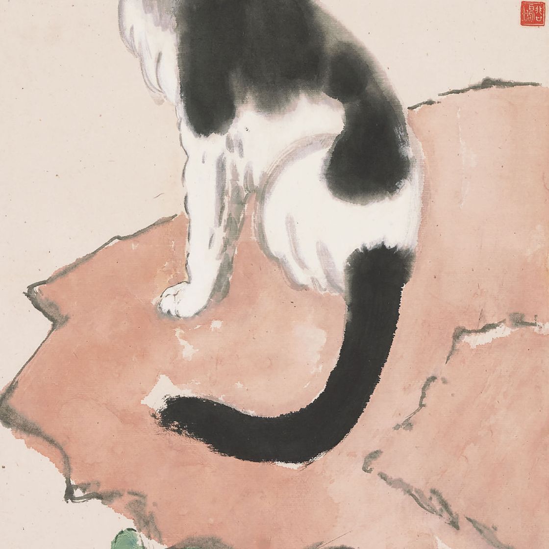 Xu Beihong — Кошка и камень