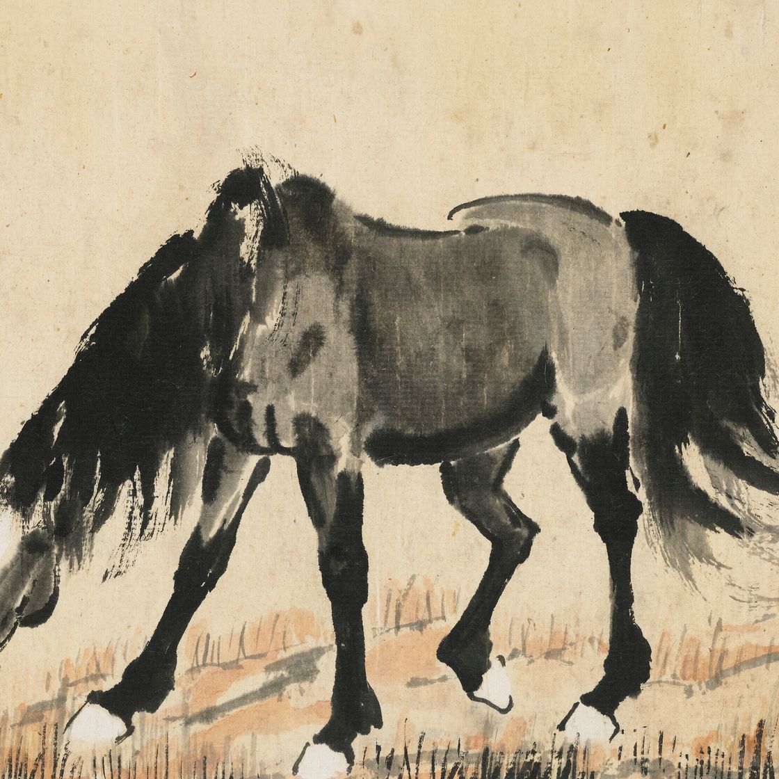 Xu Beihong — Лошадь пьет воду