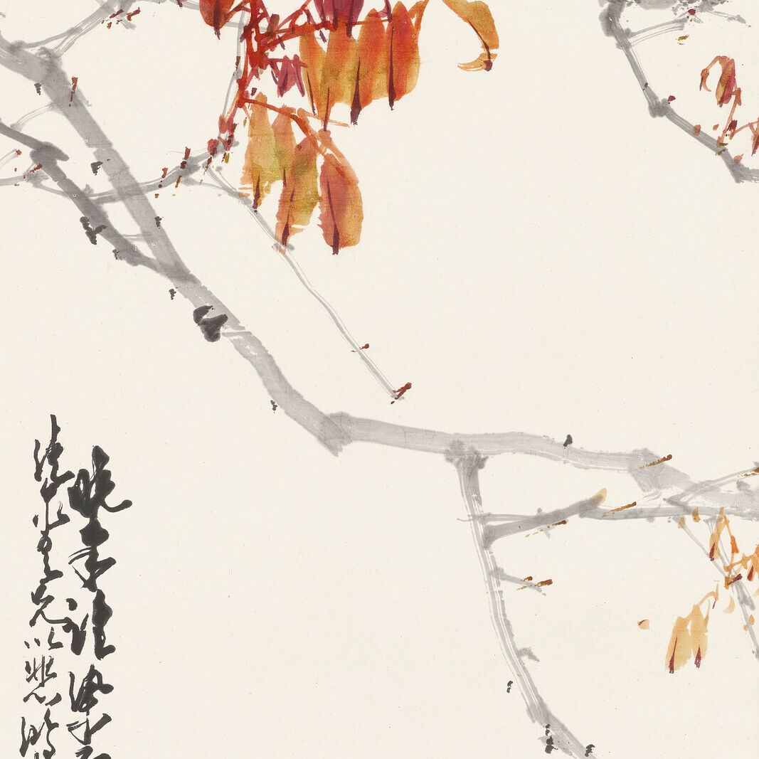 Xu Beihong — Сорока и красные кленовые листья, изображение 2