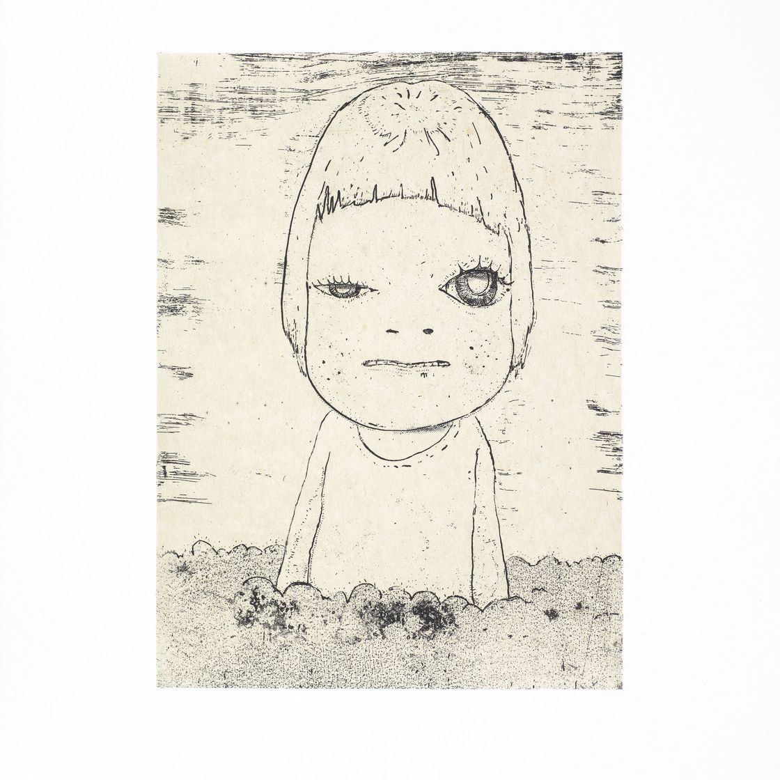 Yoshitomo Nara — Братья с насморком; Ю.Н. (автопортрет); Зеленые глаза; Ночной бродяга; На букву "Ф"; Дождливый день; Веди себя хорошо; Смирительная рубашка; Споки-офф; Туманный день; На вершине мира; и стань мыслителем, изображение 2