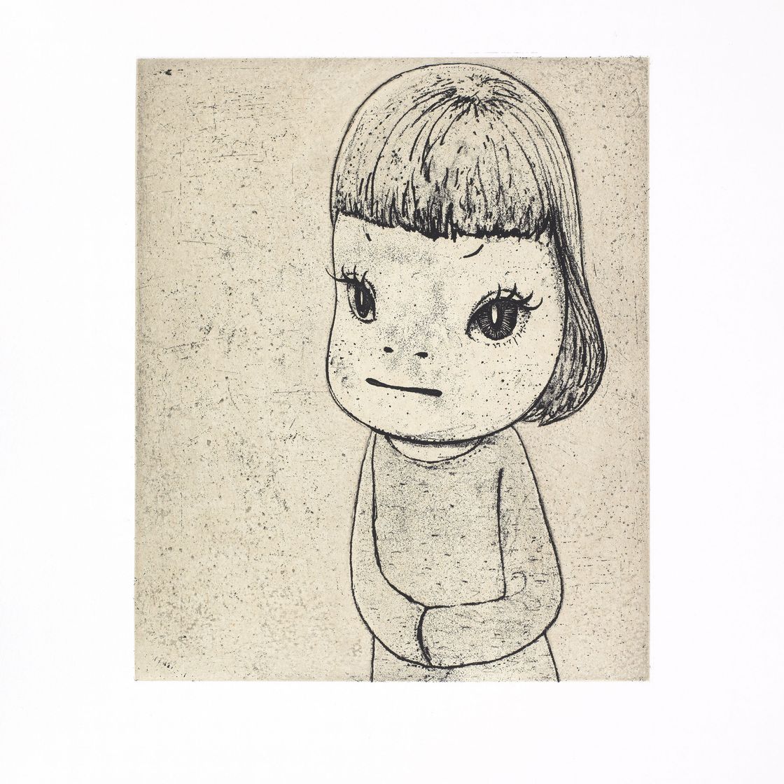 Yoshitomo Nara — Братья с насморком; Ю.Н. (автопортрет); Зеленые глаза; Ночной бродяга; На букву "Ф"; Дождливый день; Веди себя хорошо; Смирительная рубашка; Споки-офф; Туманный день; На вершине мира; и стань мыслителем, изображение 3