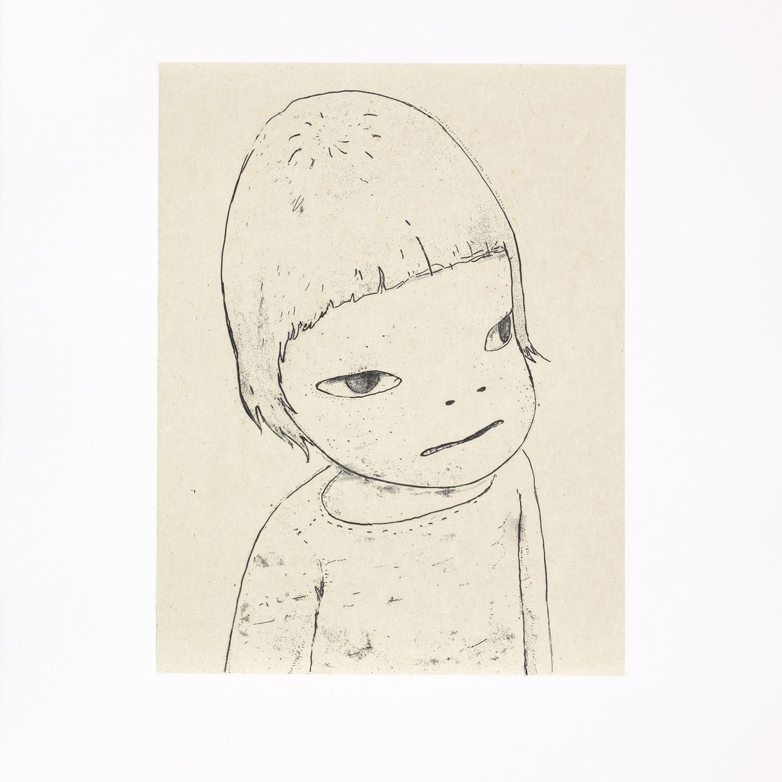 Yoshitomo Nara — Братья с насморком; Ю.Н. (автопортрет); Зеленые глаза; Ночной бродяга; На букву "Ф"; Дождливый день; Веди себя хорошо; Смирительная рубашка; Споки-офф; Туманный день; На вершине мира; и стань мыслителем, изображение 4