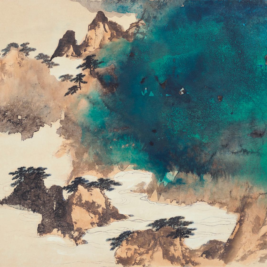Zhang Daqian — Сосны и облака на горе Хуан