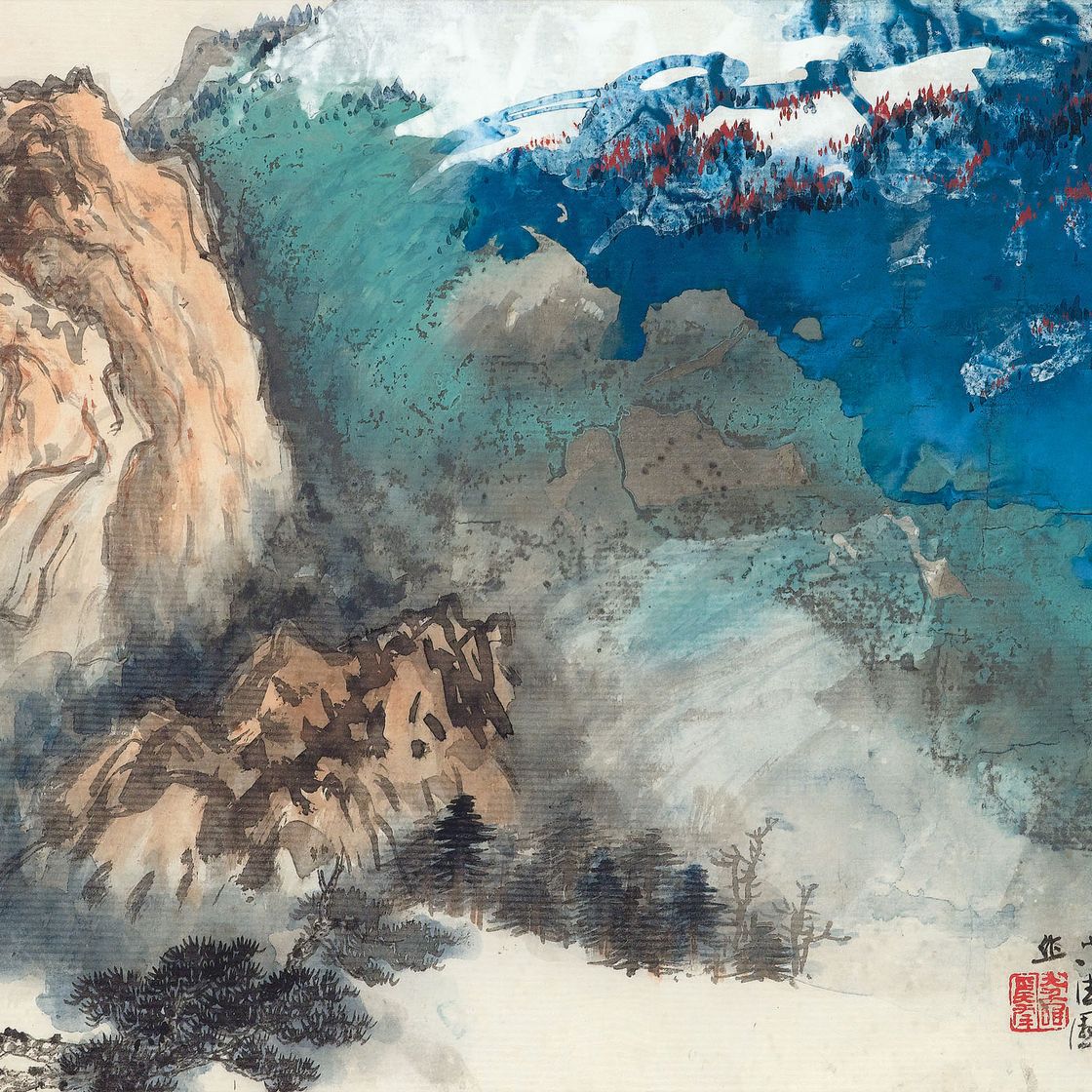 Zhang Daqian — Снег на Весенних горах