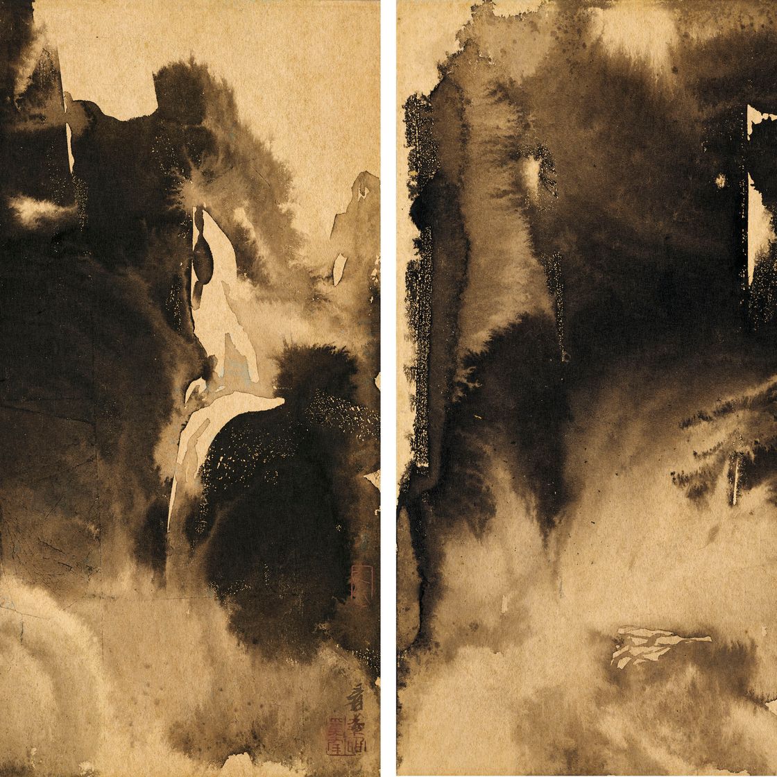 Zhang Daqian — Водопад / Уединенная долина под облаками, изображение 1