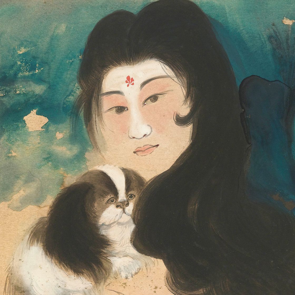 Zhang Daqian — Дама со щенком в заляпанных чернилах